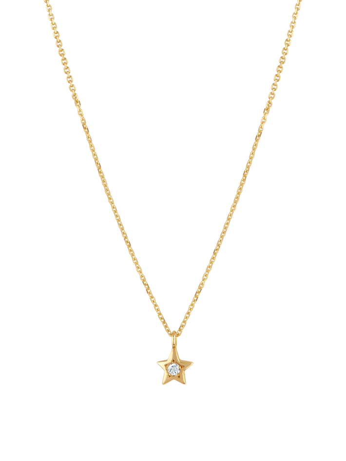 Bijou solid yellow gold star created diamond pendant