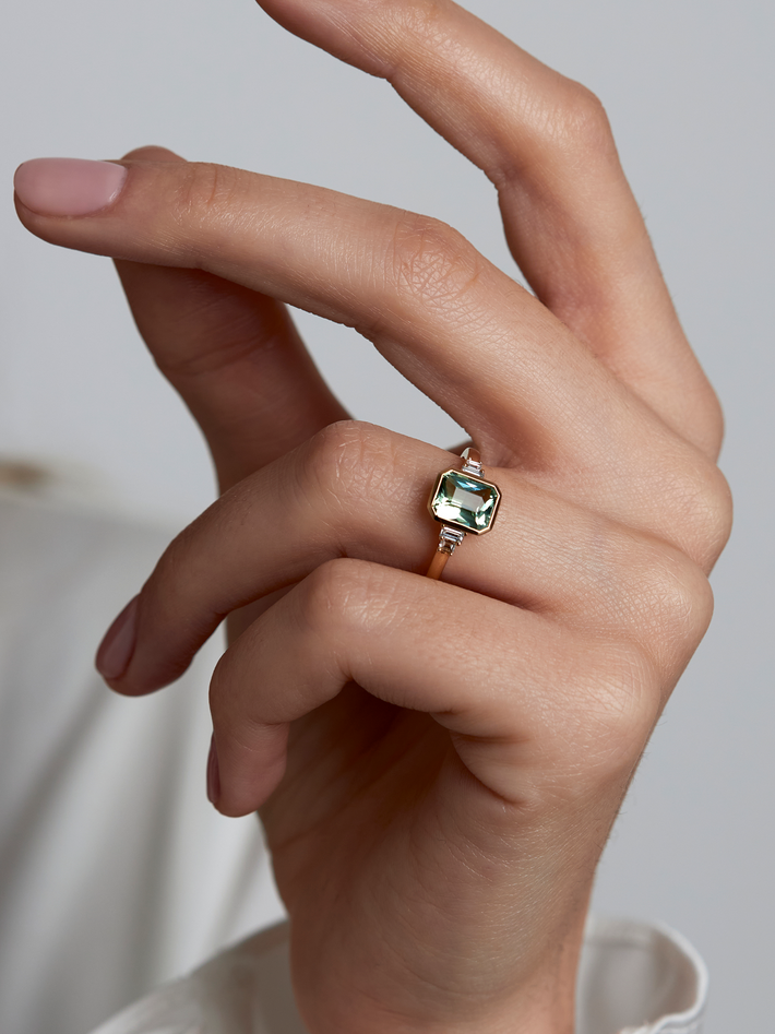 Mila green tourmaline & diamond ring