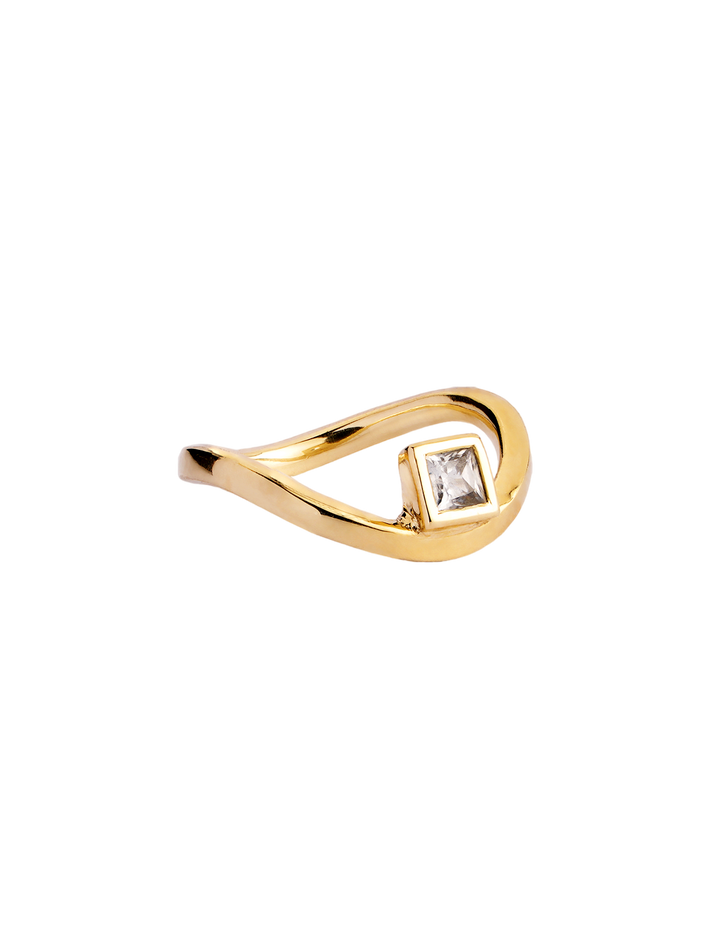 Metanoia ring with white sapphire