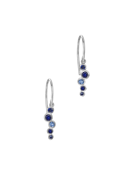 18k Blue Sapphire & aquamarine fine cascade earrings photo