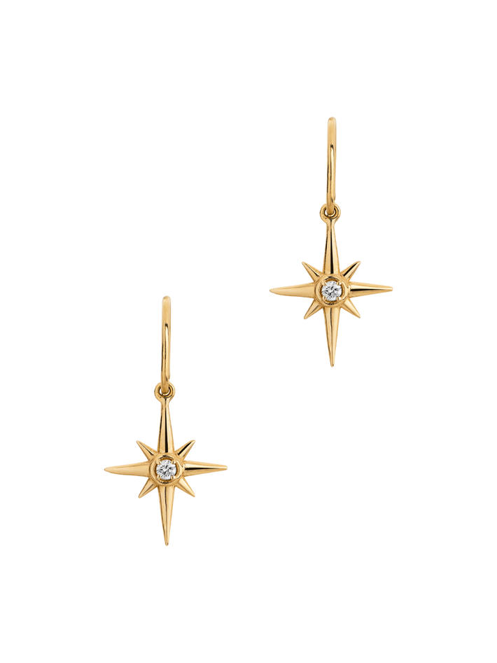 14k gold & diamond north star long ear-drops