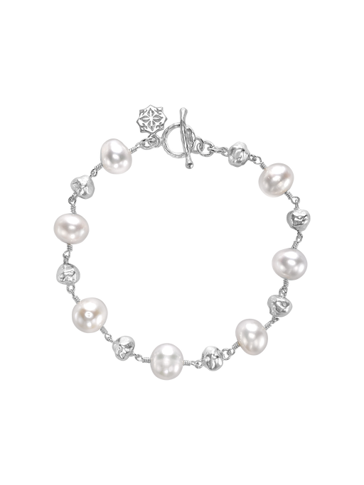 Nugget & white freshwater pearl bracelet photo