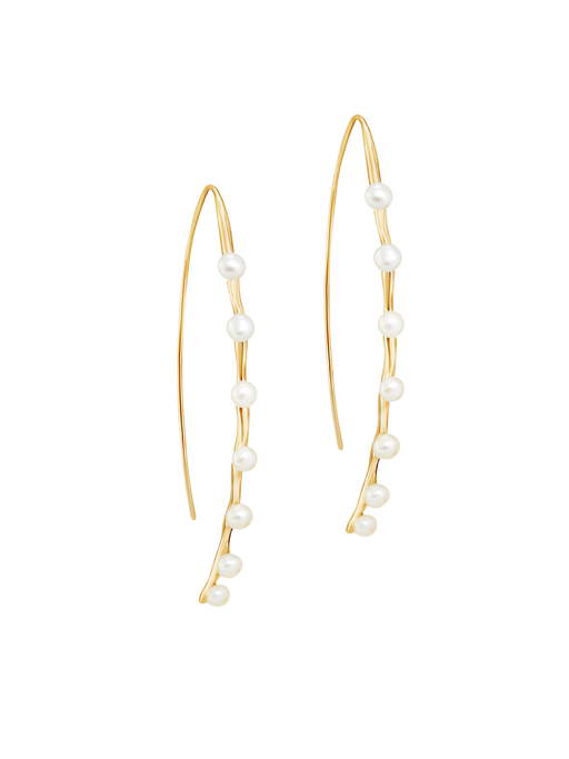 Long waterfall pearl drop earrings photo