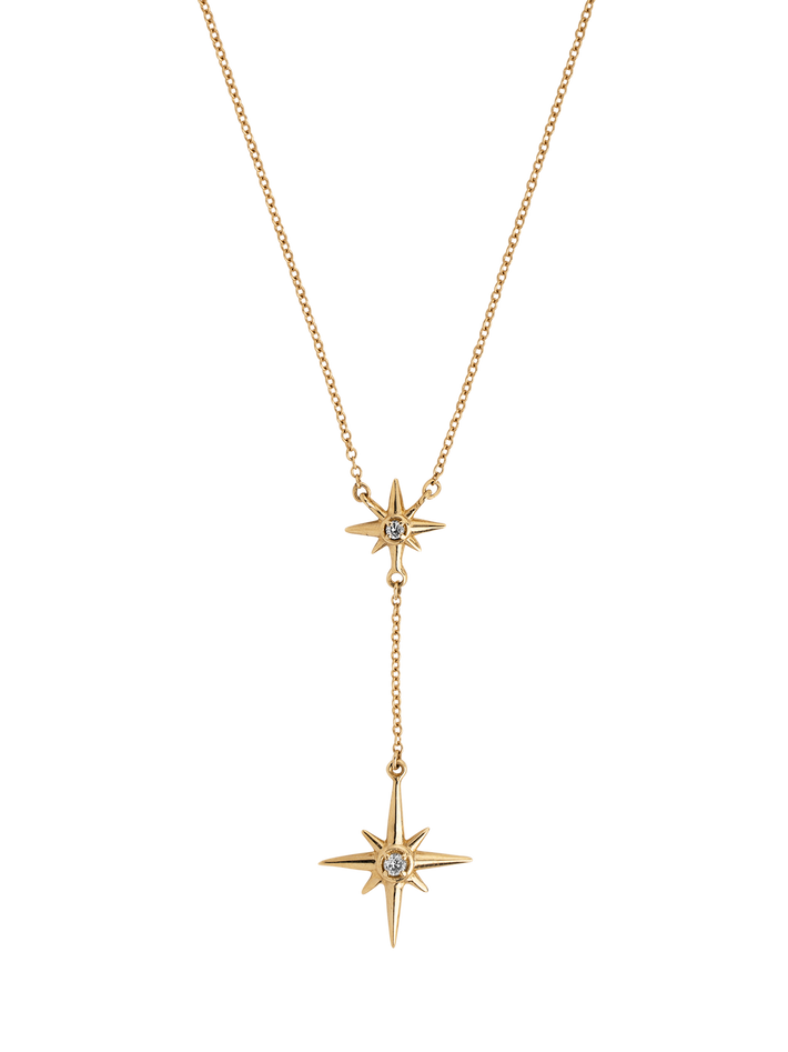 14k gold & diamond north star double pendant