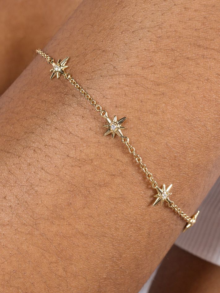 14k gold & diamond five star bracelet