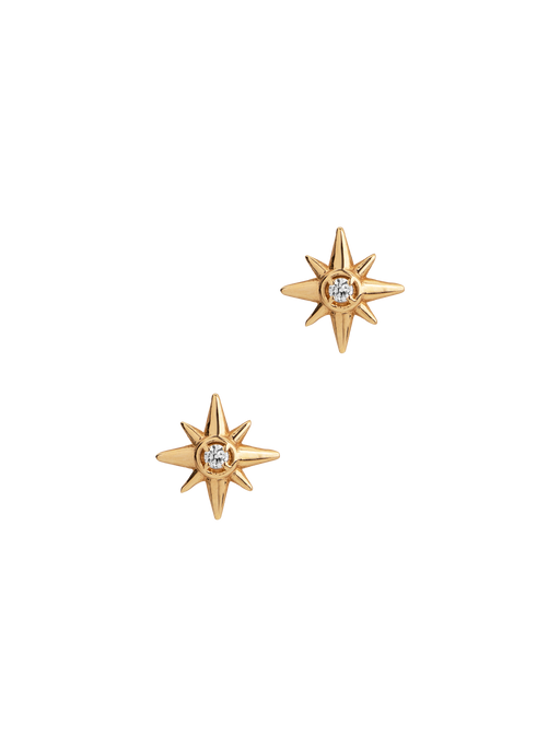 14k gold north star diamond studs photo