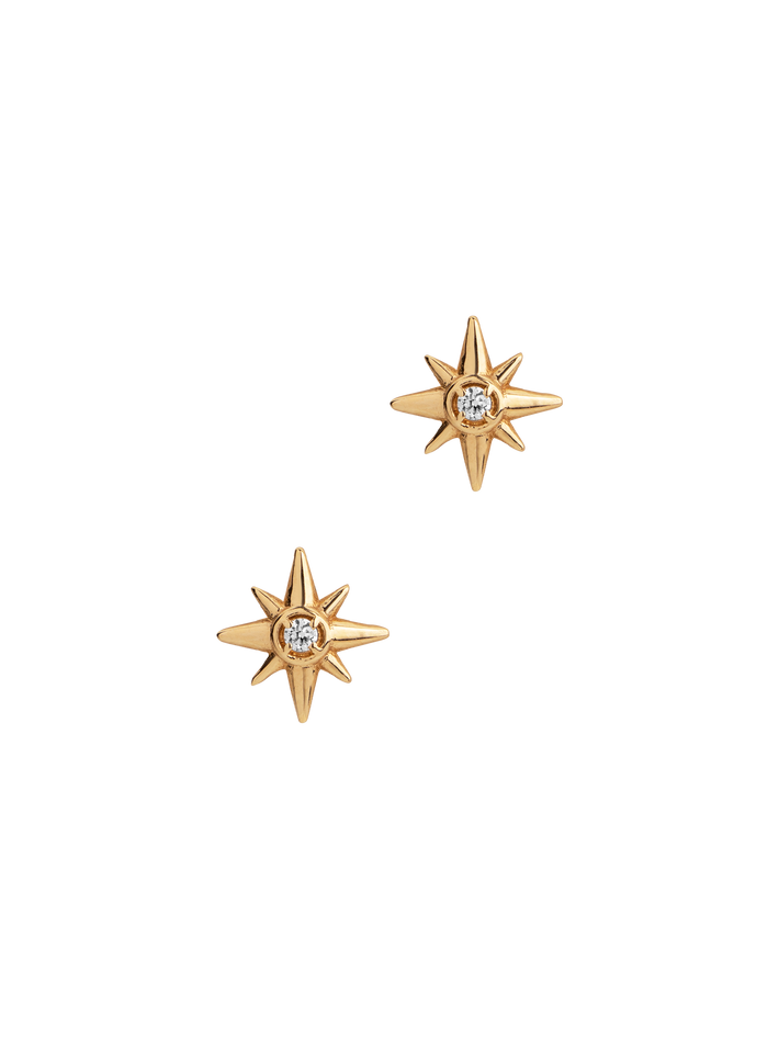 14k gold north star diamond studs