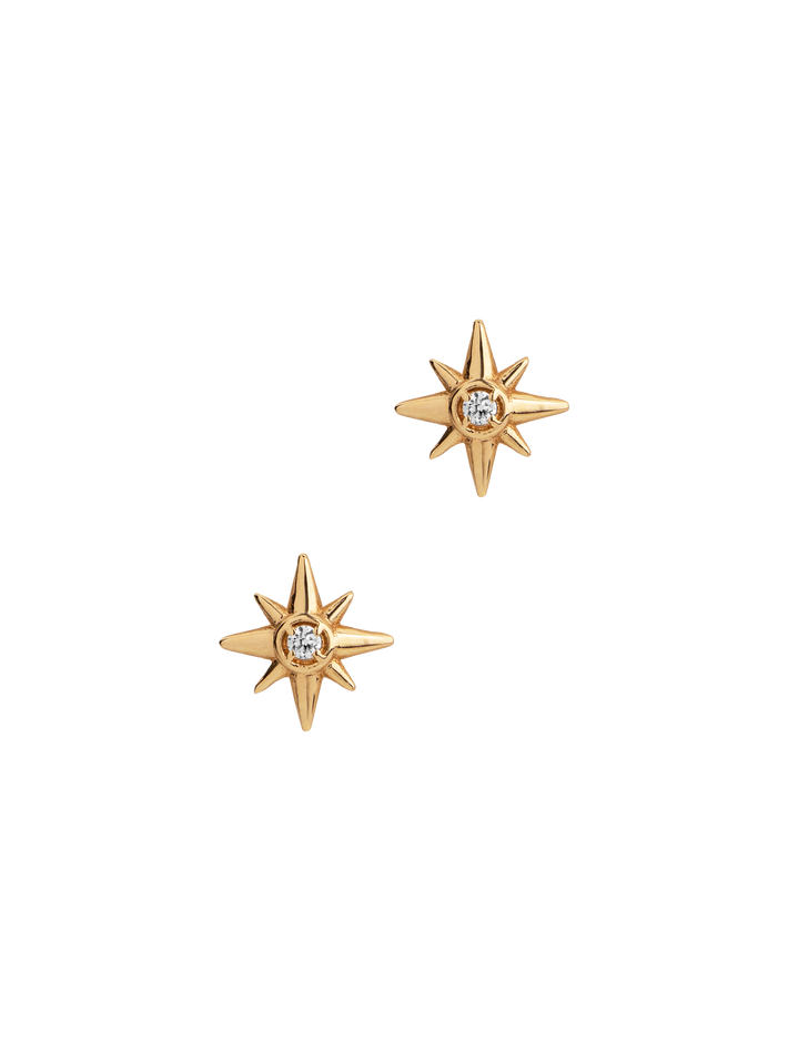 14k gold north star diamond studs by Dower & Hall Finematter