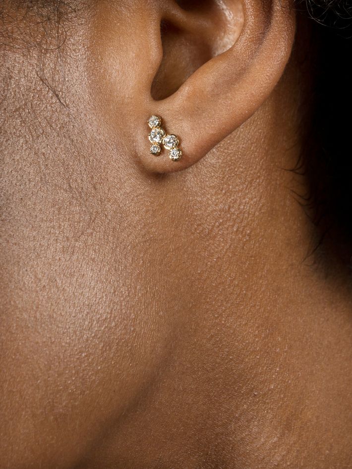 14k stargazer five diamond ear-studs