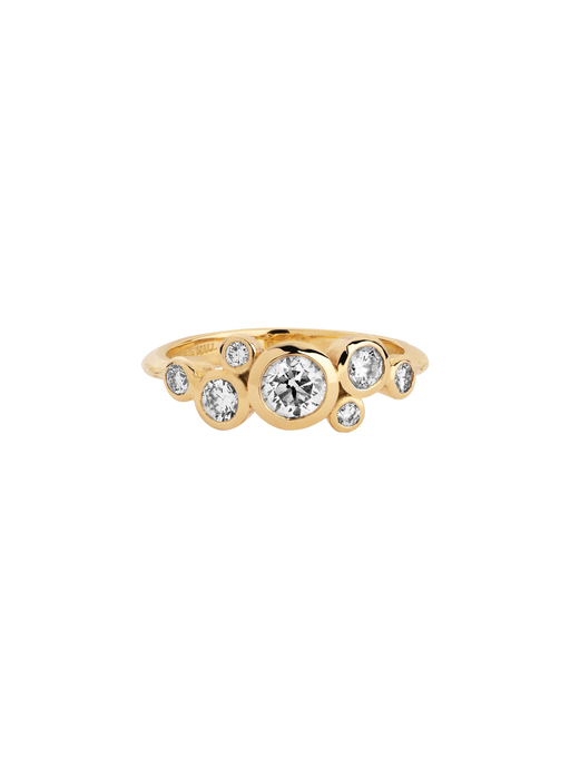 18k gold & diamond cascade cluster ring photo