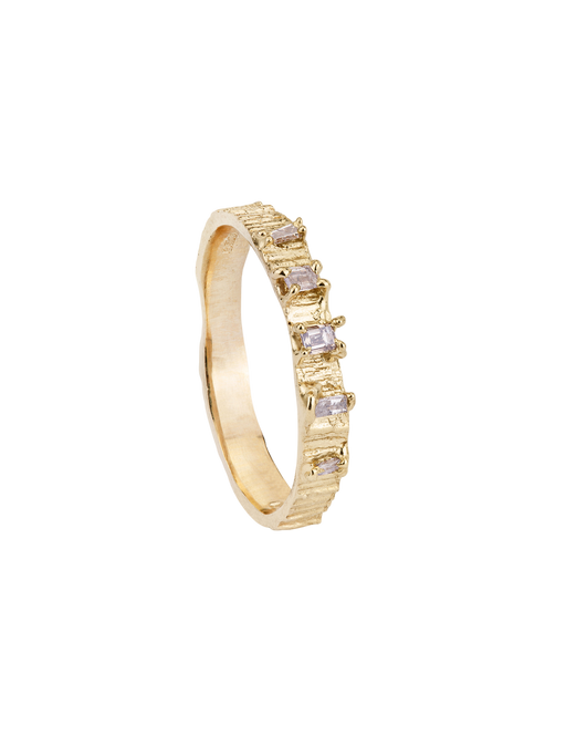 Bark 3mm gold with baguette diamonds 14ct gold photo