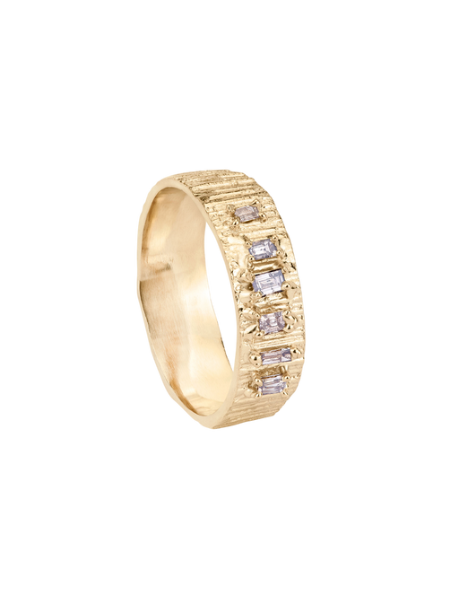 Bark 6mm gold with baguette diamonds photo