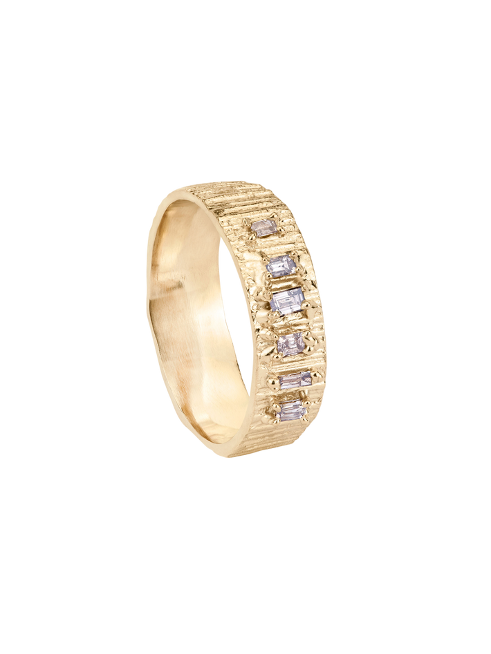 Bark 6mm gold with baguette diamonds