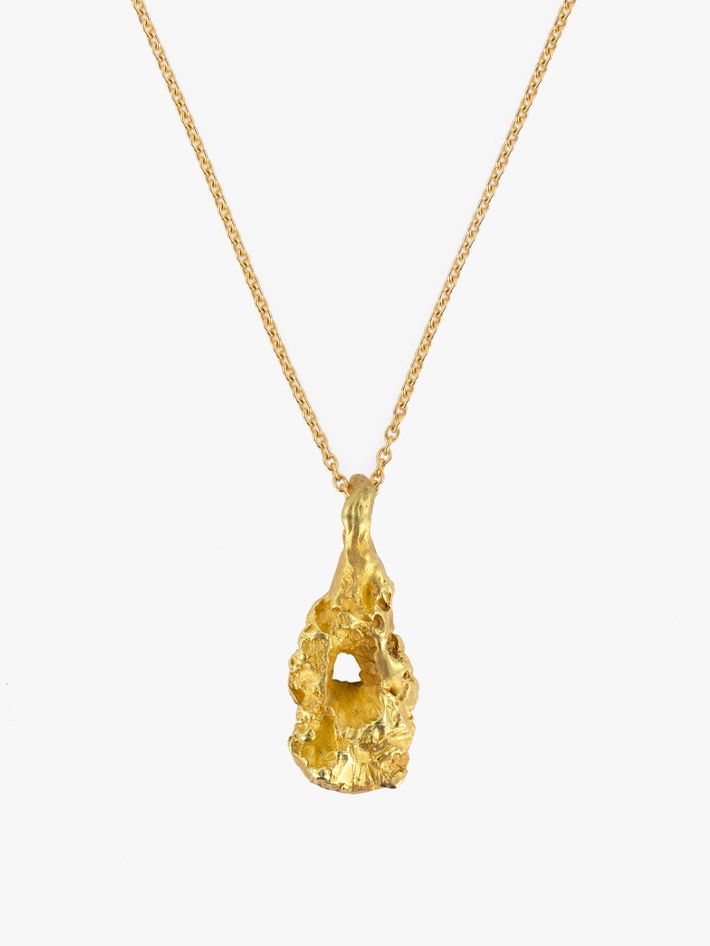 Rock long gold necklace