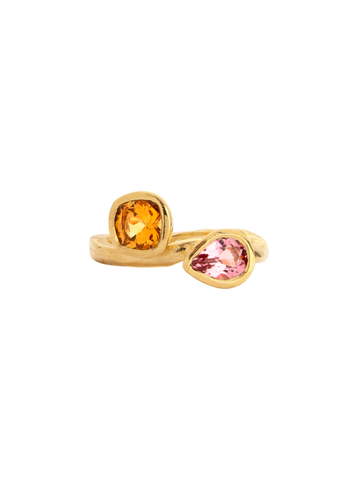 9K Wandering citrine and tourmaline ring photo