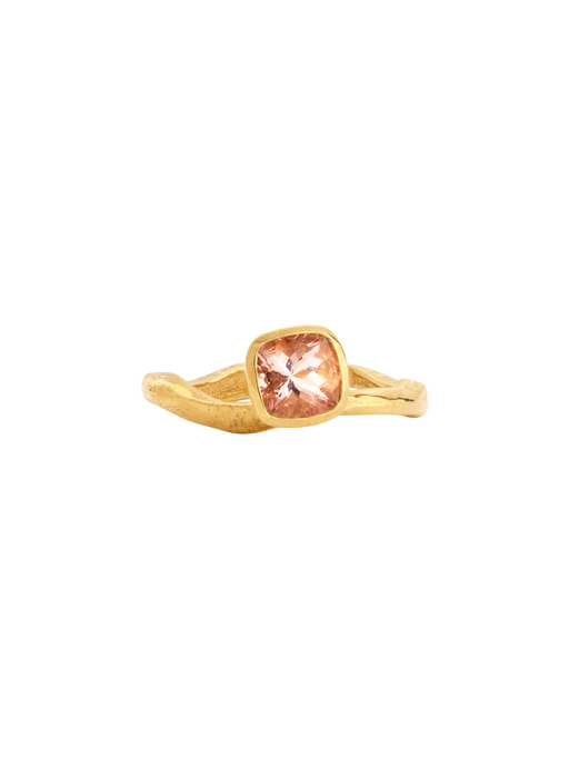 18K Wandering morganite cushion solitaire  photo