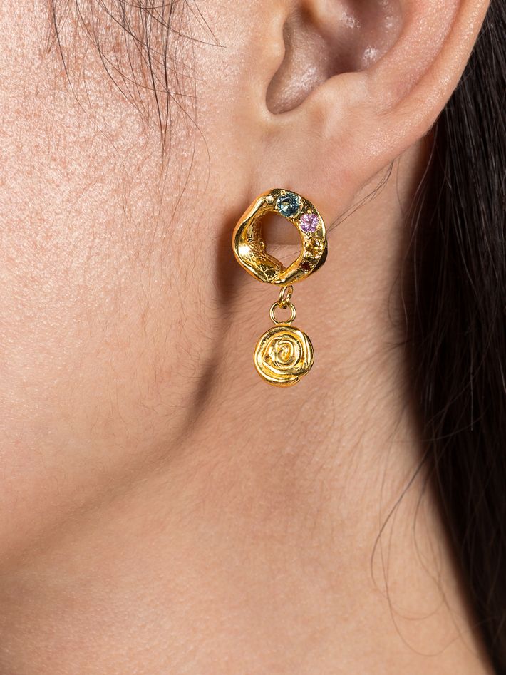 Gemstone fleur earrings
