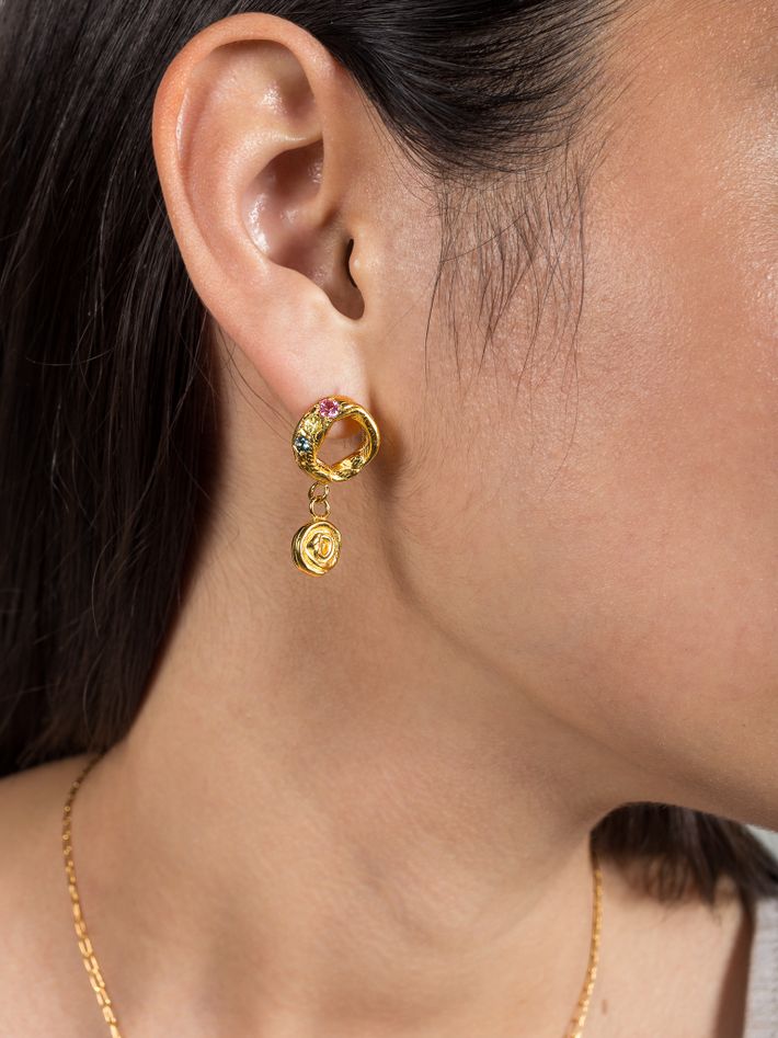 Gemstone fleur earrings