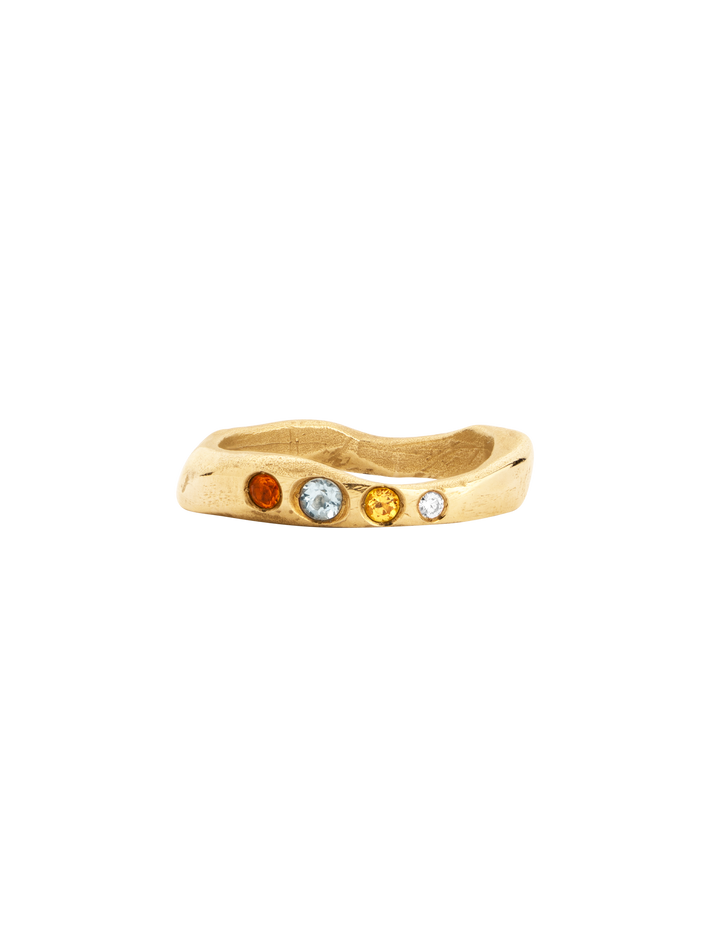 Wave ring with gemstones