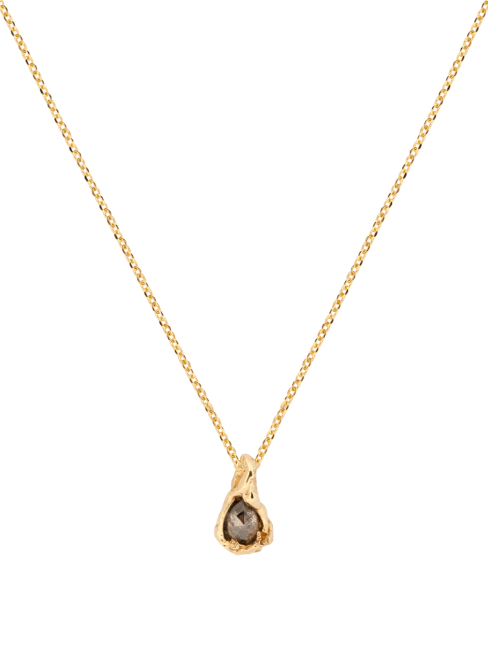 Gold & salt pepper oval diamond nugget pendant necklace X