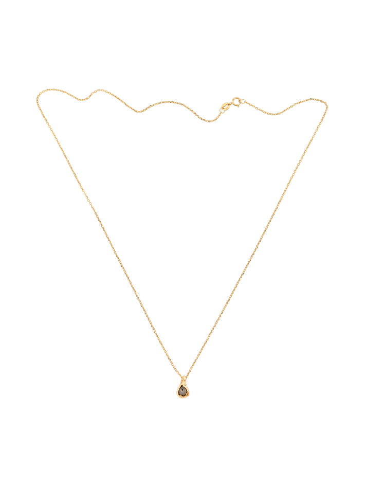 Gold & salt pepper oval diamond nugget pendant necklace X