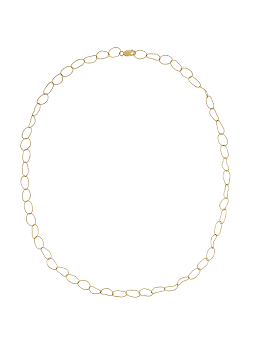 Slim textured gold link chain necklace I photo