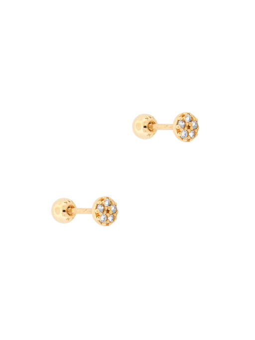 Gold & white diamond mini scatter cluster stud earrings LII photo