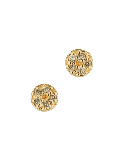 Gold & white diamond mini scatter cluster stud earrings LII photo