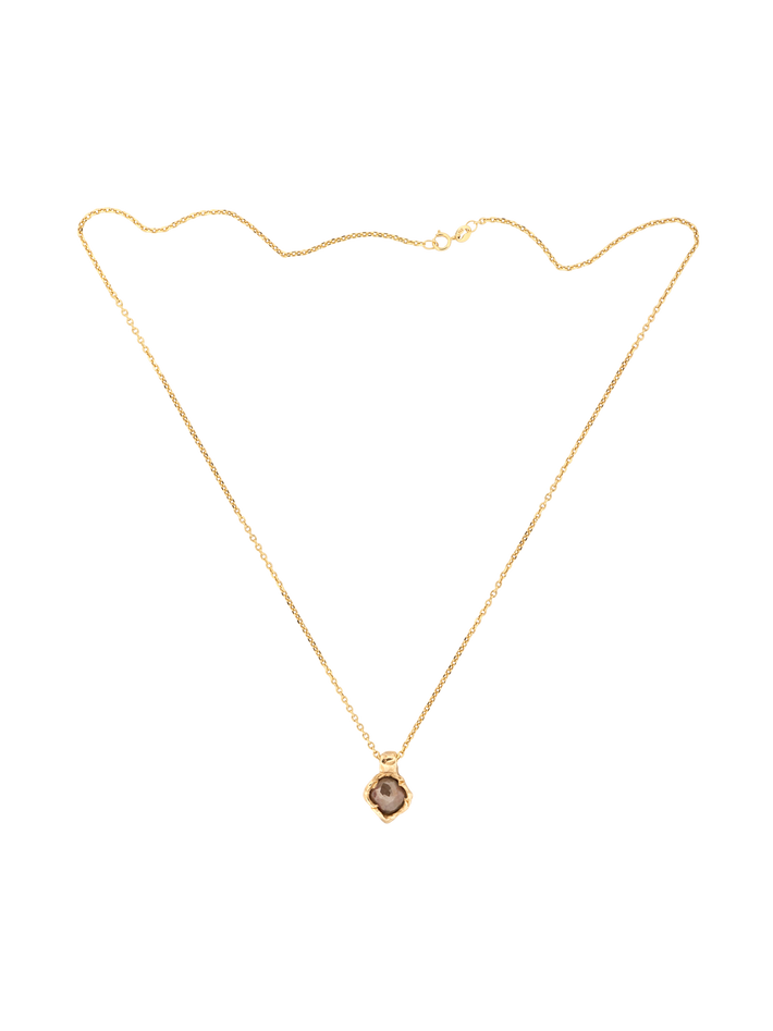 Gold & reddish pink diamond nugget pendant necklace LXI