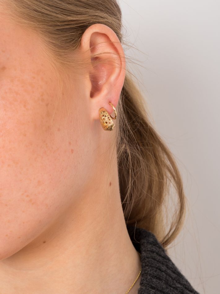 Gold & cognac diamond hoop earrings LX