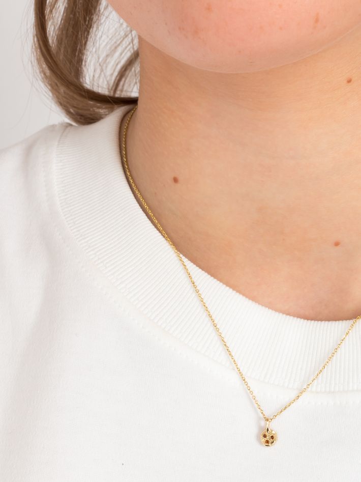 Gold mini diamond texture circle pendant necklace LII