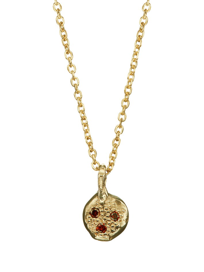Gold mini diamond texture circle pendant necklace LII