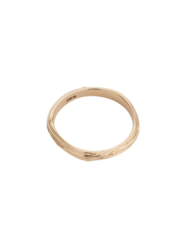 Organic wedding ring 2.5mm 18ct yellow gold