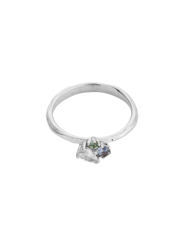Semi mount organic 3 stone cluster ring: set with your favourite colour gemstones