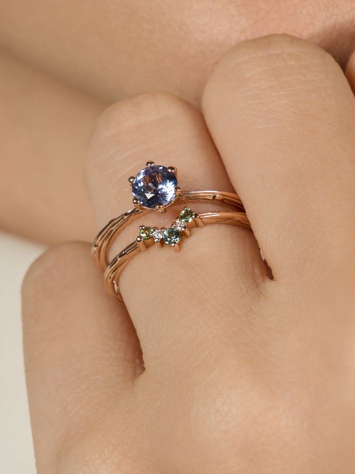 Organic dew drop solitaire in 18ct rose gold
