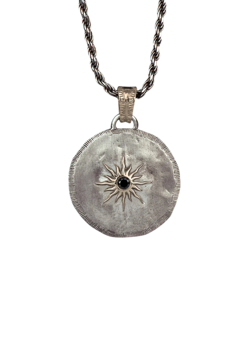 Solis Lux round pendant, large sun, black diamond photo