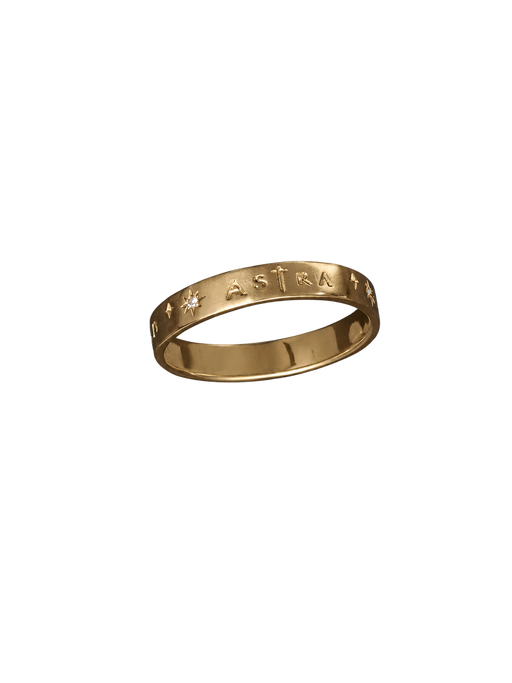 Ad Astra Motto Ring, diamonds, yellow gold photo