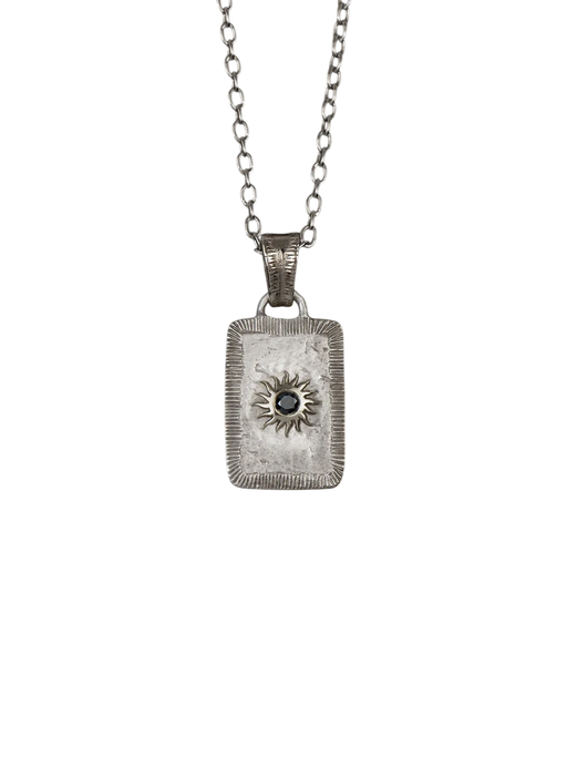 Solis Lux rectangular MM black diamond sun pendant photo