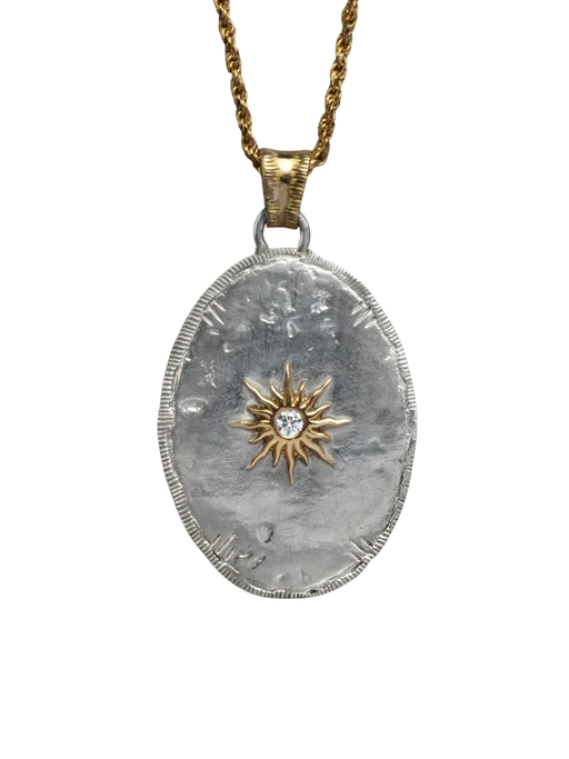 Solis Lux oval MM sun pendant with diamond photo