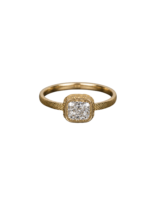 Syracuse ring, 1.01ct cushion diamond, yellow gold photo