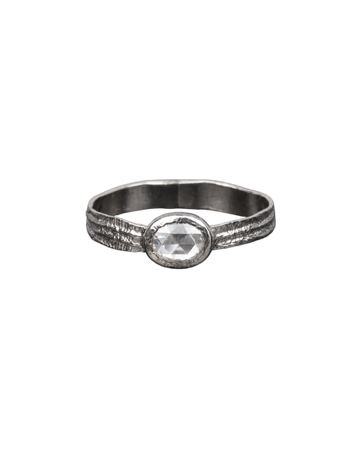 Sitia PM ring oval rosecut diamond 0.30cts and platinum photo
