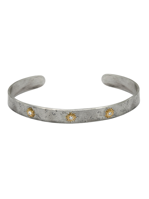 Solis Lux sun bracelet with diamonds, sterling silver, and yellow gold photo