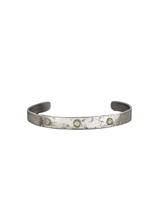 Solis Lux sun bracelet with diamonds, sterling silver, and yellow gold photo