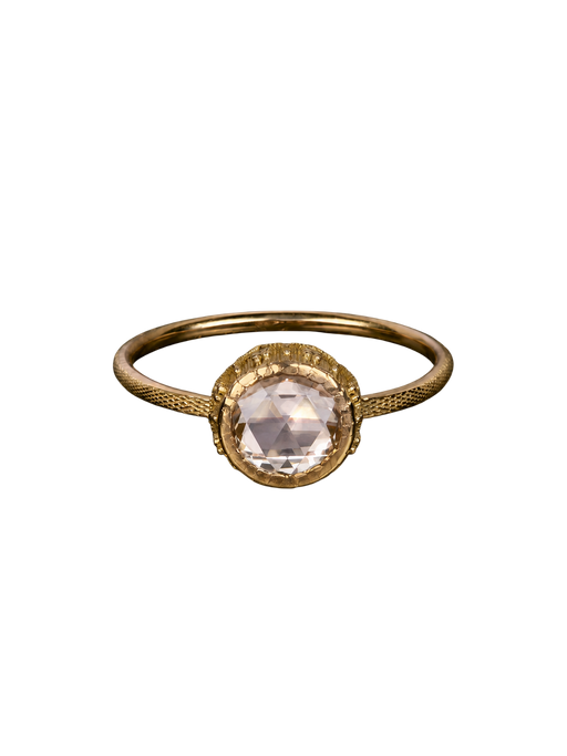 Syracuse ring round rosecut diamond 1.01cts yellow gold photo