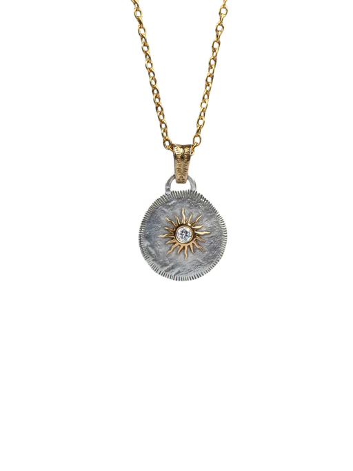 Solis Lux round pendant, small sun, white diamond photo