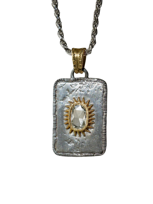 Solis Lux rectangular pendant GM sun rose-cut diamond photo