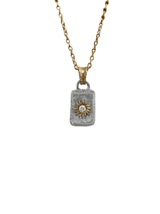 Solis Lux rectangular small model sun diamond pendant photo