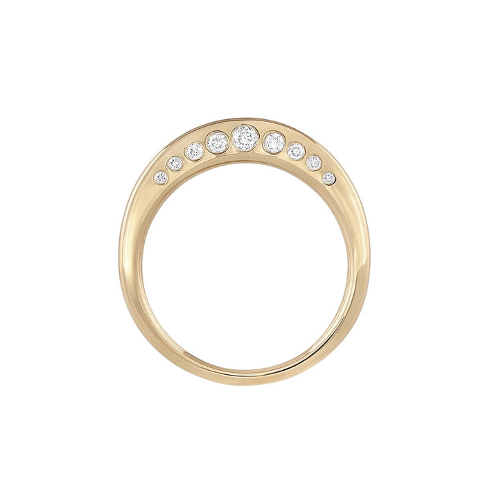Crescent ring with white diamonds