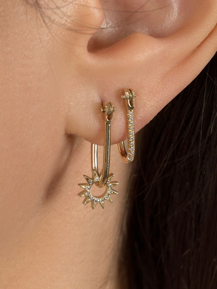 Pavé huggie latch earring