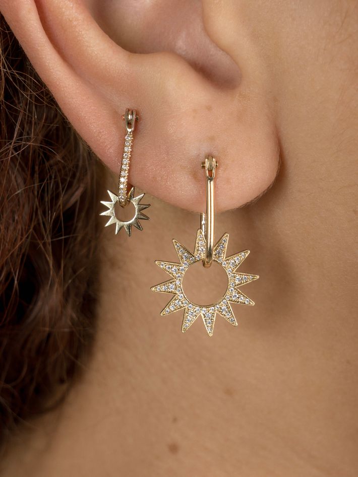 Pavé huggie latch earring